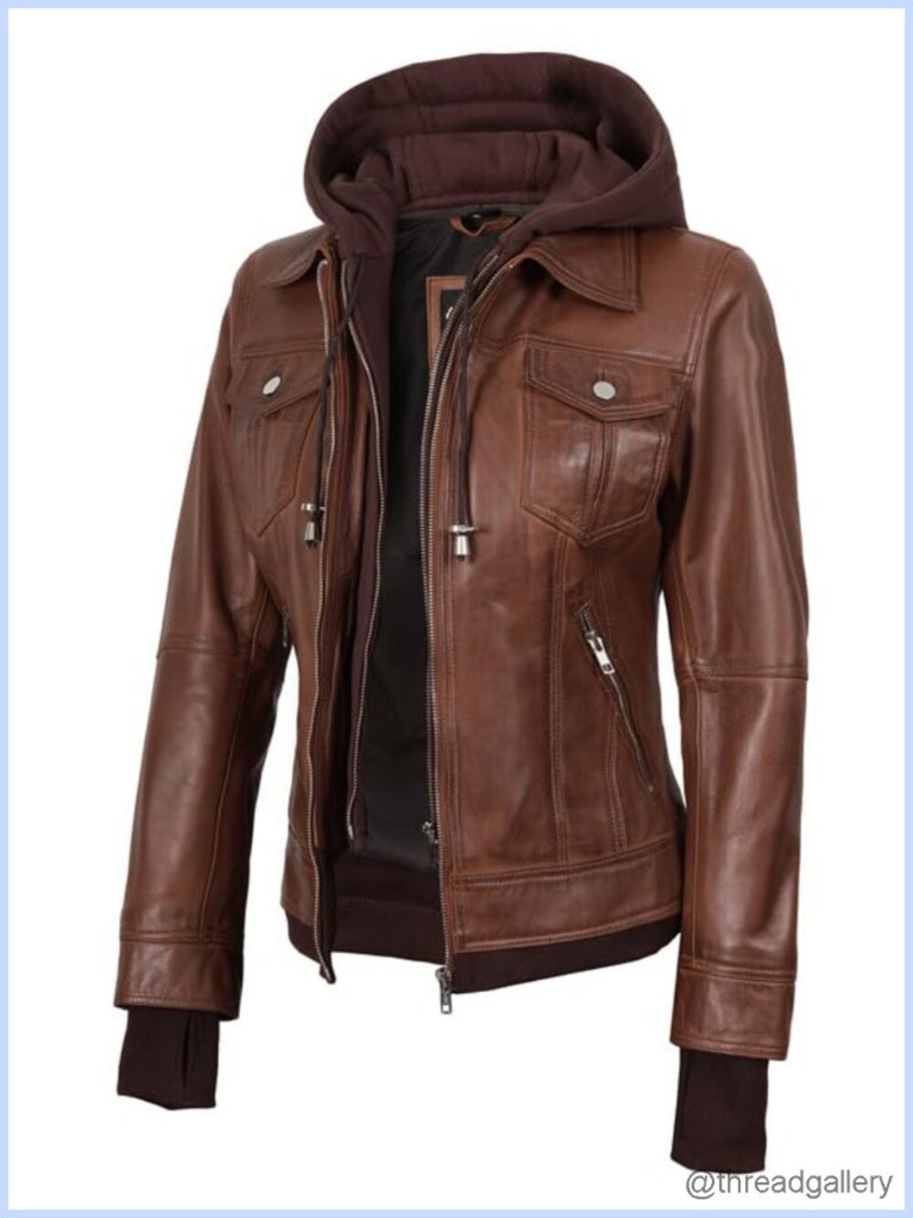 Real Lambskin Leather Moto Jacket with Detachable Hood, Zip-Off Hood &